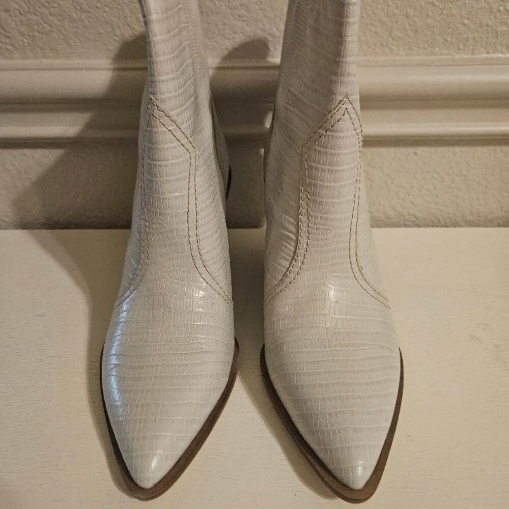 Women'a Franco Sarto Jacoby Leather Bootie Putty Grey Size 7.5M